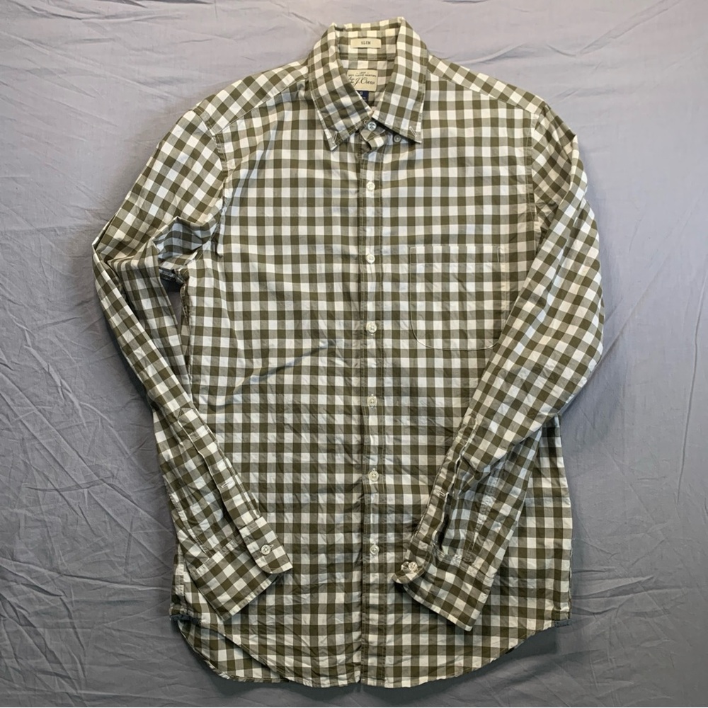 J. Crew Gingham Button Down Shirt Long Sleeve Casual Mens Small